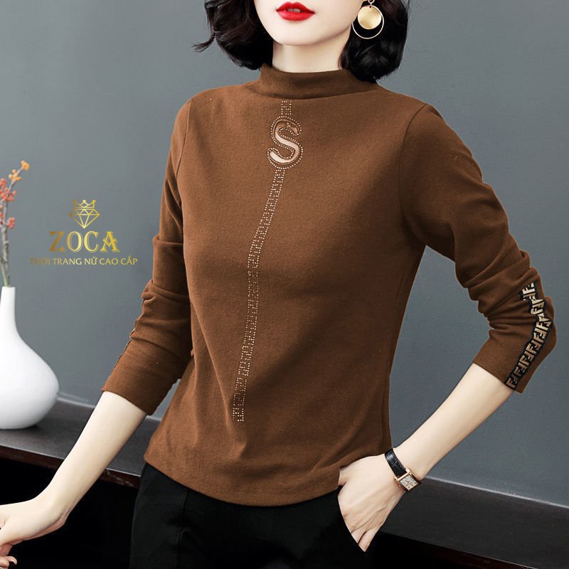 Áo nỉ giữ nhiệt nữ thu đông cổ 3 phân co giãn 4 chiều - AGN01