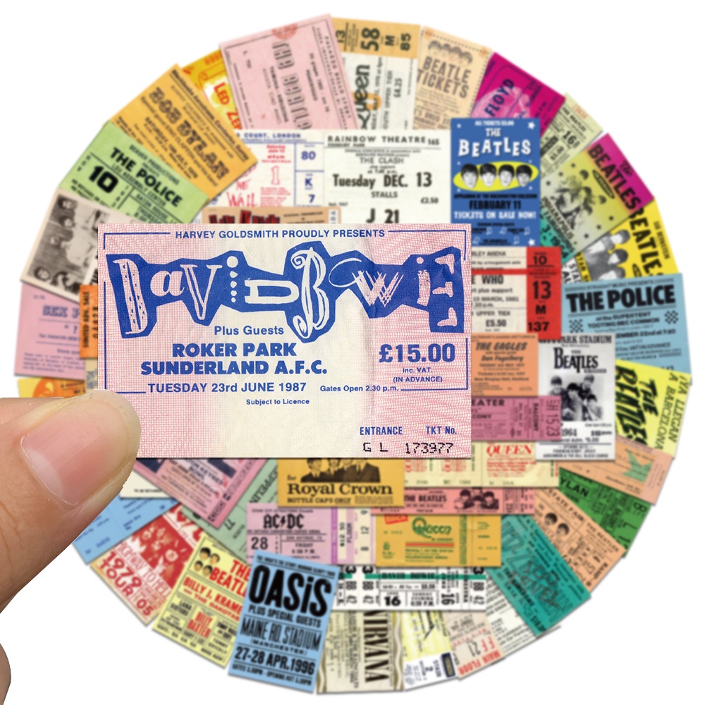 Set 50 Nhãn Dán Trang Trí Sổ Tay/Sổ Tay Hình Vé Máy Bay Vintage 90s