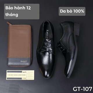 Giày tây nam da bò cho dân công sở màu đen cao cấp - giày dây buộc công sở - GT107