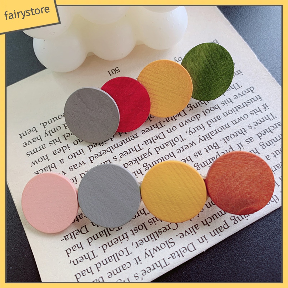 Kẹp Tóc Hình Tròn / Trái Tim Màu Sắc Ngọt Ngào Cho Nữ