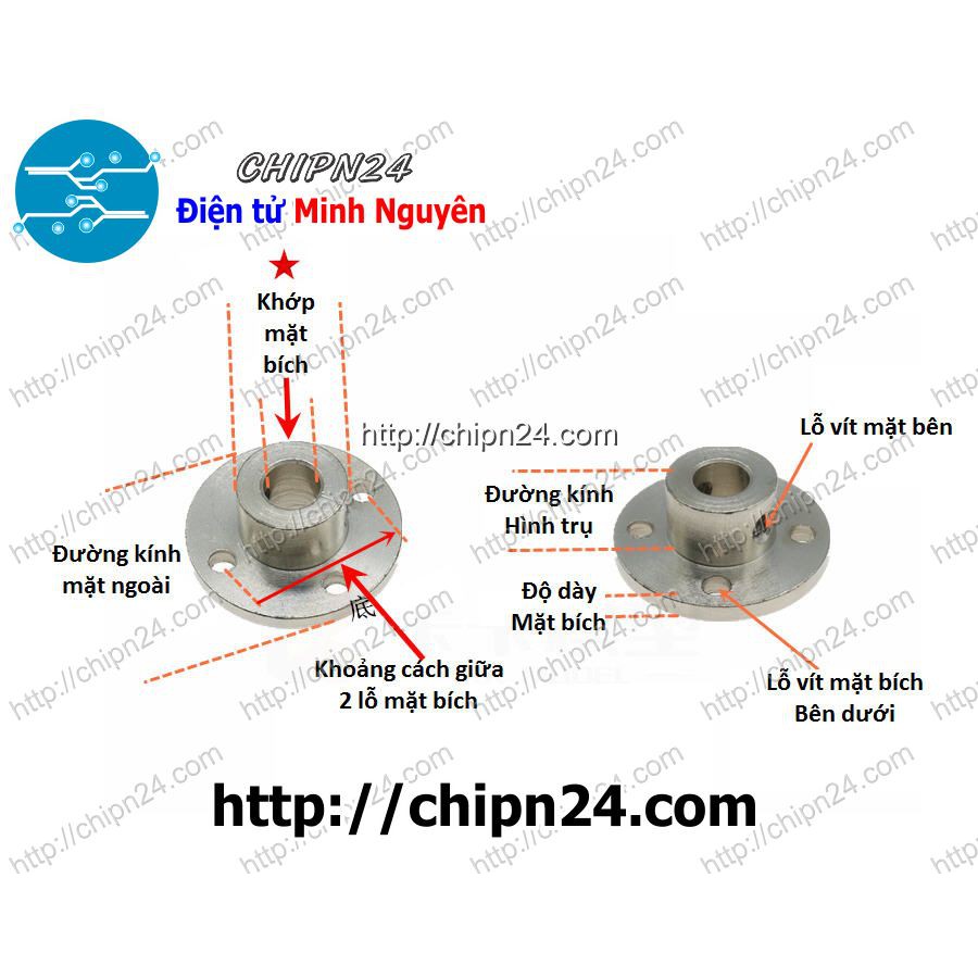 [1 CÁI] Khớp mặt bích 7mm (tặng Cây Mở Lục Giác M4)