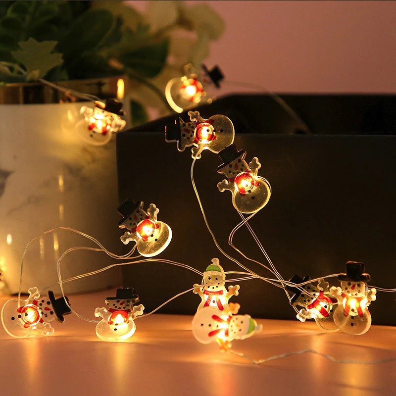 Dây đèn led 20 bóng hình ông già noel/người tuyết/cây thông trang trí giáng sinh