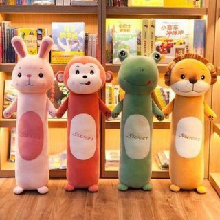 Gối ôm/ gấu bông mềm mịn an toàn cho trẻ nhỏ nhiều hình con vật đẹp và đáng yêu: sư tử, thỏ hồng, ếch xanh, khỉ