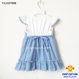 Đầm yếm caro xanh phối trắng