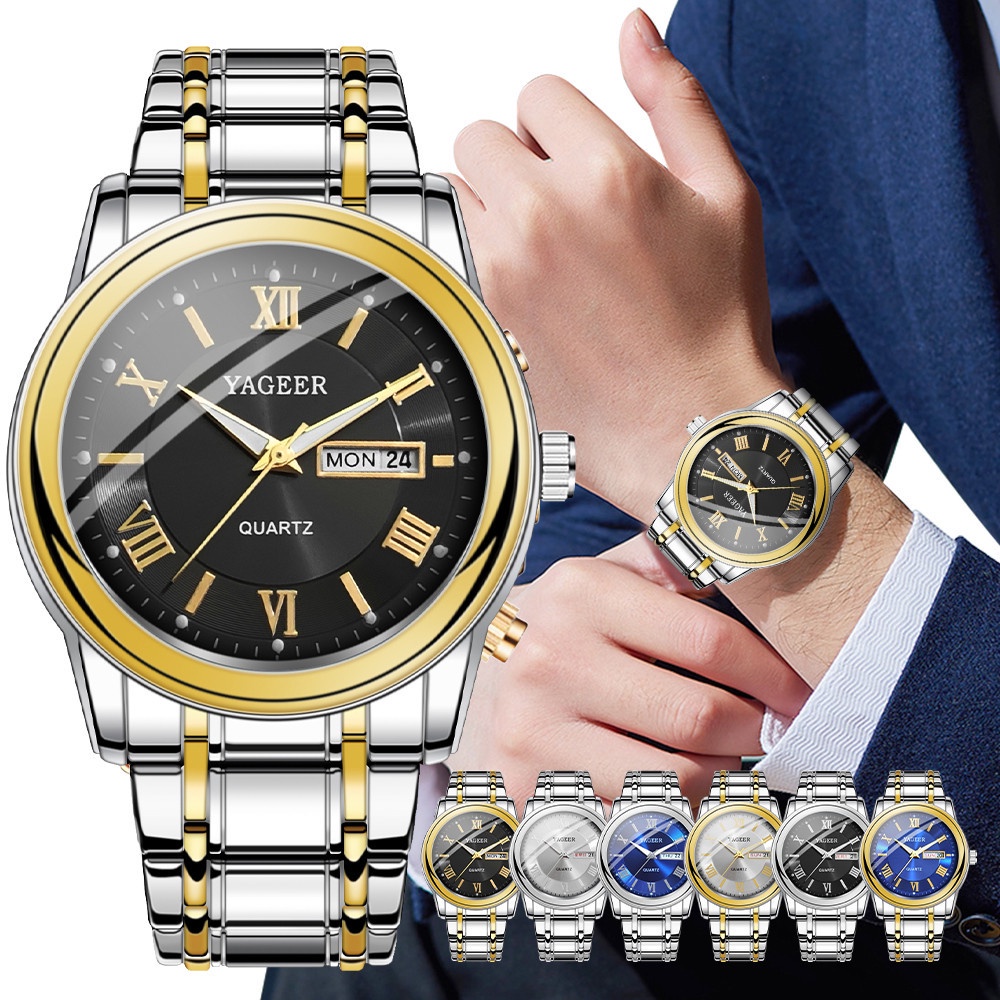 Sang Trọng Đồng Hồ Nam Bằng Thép Không Gỉ Hiển Thị Ngày | BigBuy360 - bigbuy360.vn