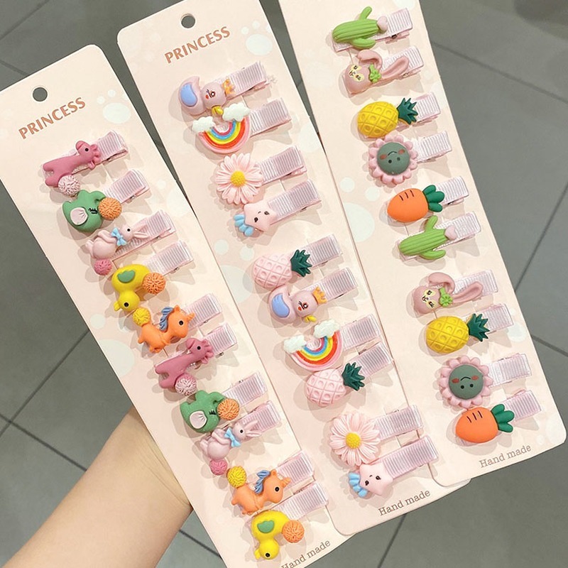 Bộ 10 Kẹp Tóc Họa Tiết Hoạt Hình Xinh Xắn Dành Cho Bé