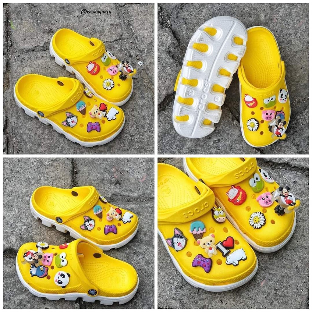 [Tặng 10 jibit] - Sục Duet nhựa mềm bít đầu có lỗ màu vàng và hồng phấn Unisex
