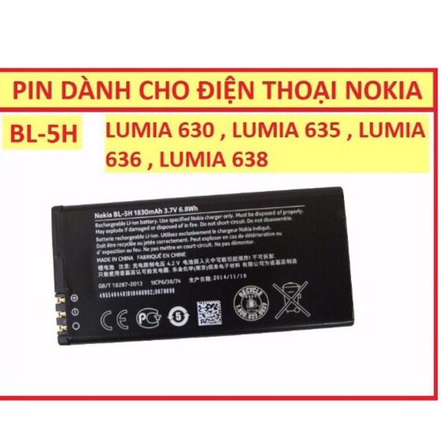 PIN THay LUMIA 630/635 (BL_5H) Zin - BH 6 tháng