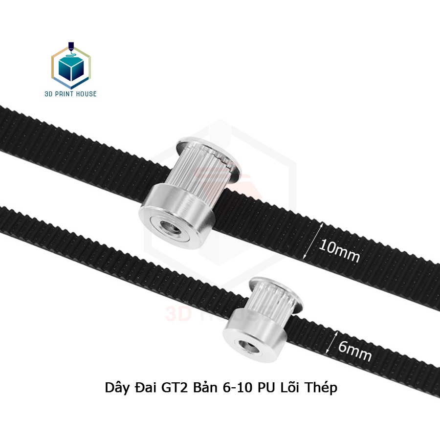 Dây Đai GT2 Bản 6 - 10mm Lõi Thép Cho Máy In 3D (1mét)