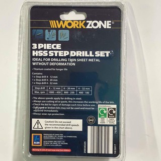 Bộ mũi khoan bậc 3 mũi rãnh thẳng WorkZone