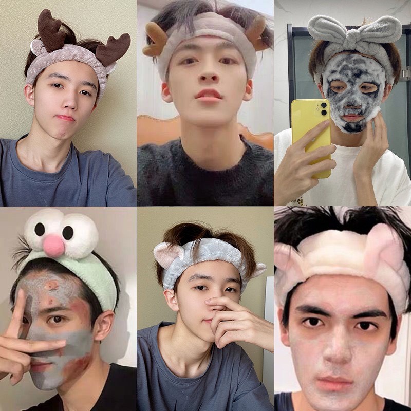 Băng đô rửa mặt tai thỏ tai mèo tuần lộc nai cua turban cái tóc hoạt hình dể thương tiện dụng phong cách hàn quốc