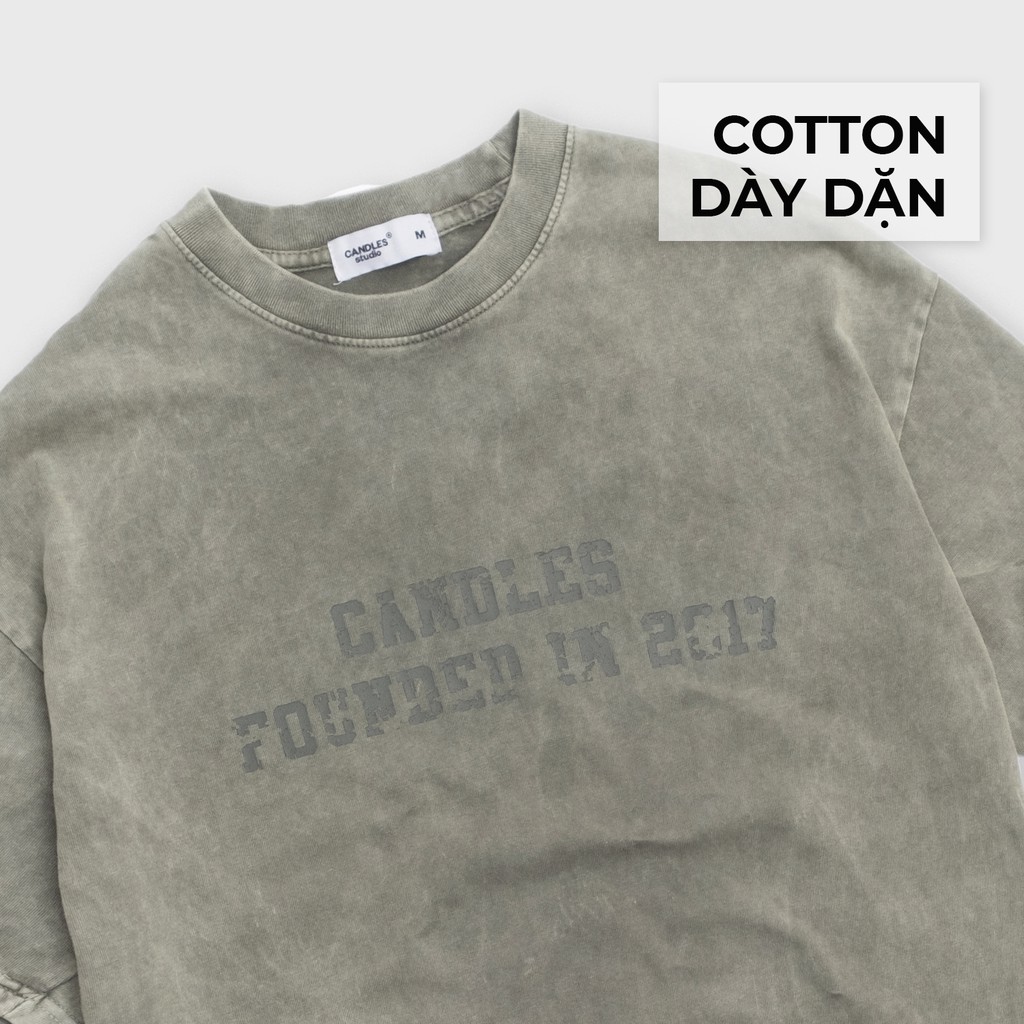 Áo phông unisex loang màu Logo Founded Candles Studio | BigBuy360 - bigbuy360.vn