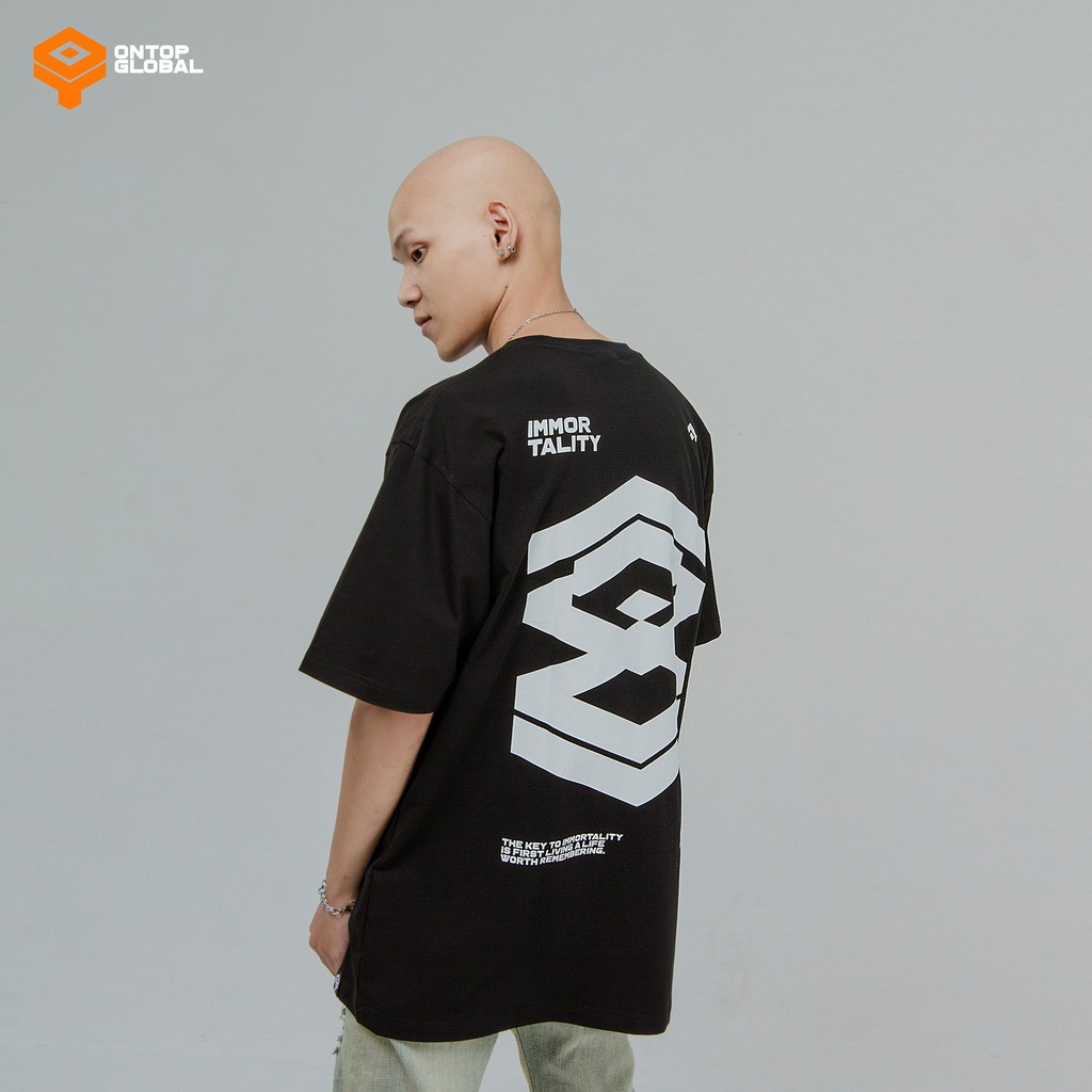 Áo thun local brand chính hãng ONTOP form rộng tay lỡ màu đen - Big Logo | BigBuy360 - bigbuy360.vn