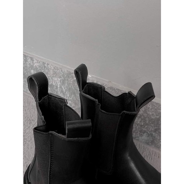 GIÀY BOOTS ỦNG CỔ CAO ĐEN DA NỮ
