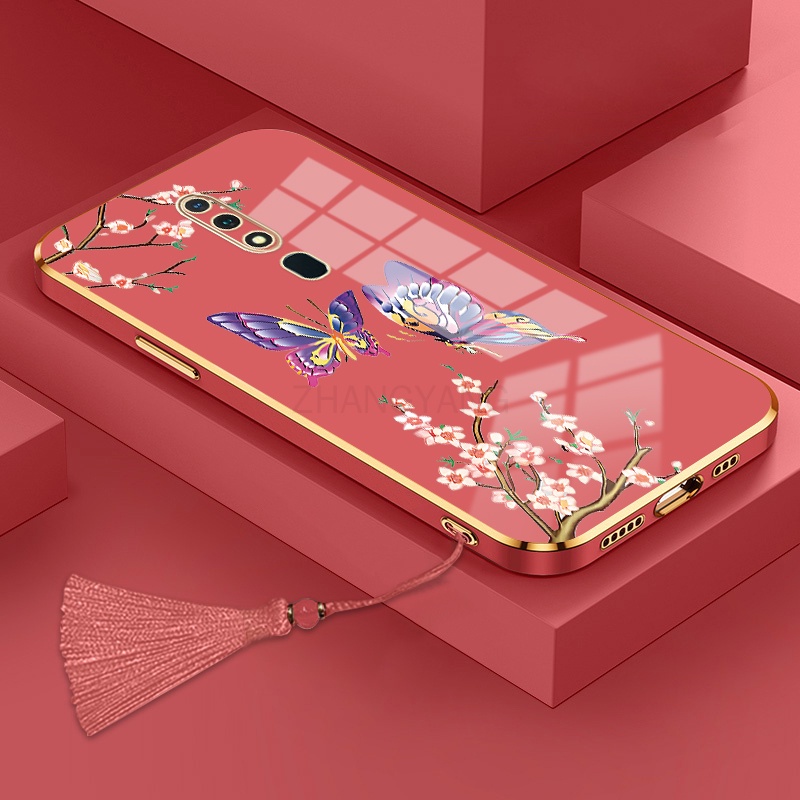 ốp lưng oppo f11 pro Ốp Điện Thoại Silicon Họa Tiết Bươm Bướm Kèm Dây Đeo Cho oppo f11 pro
