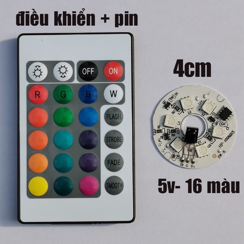 Bộ đèn led vỉ tròn + cáp usb+ điều khiển