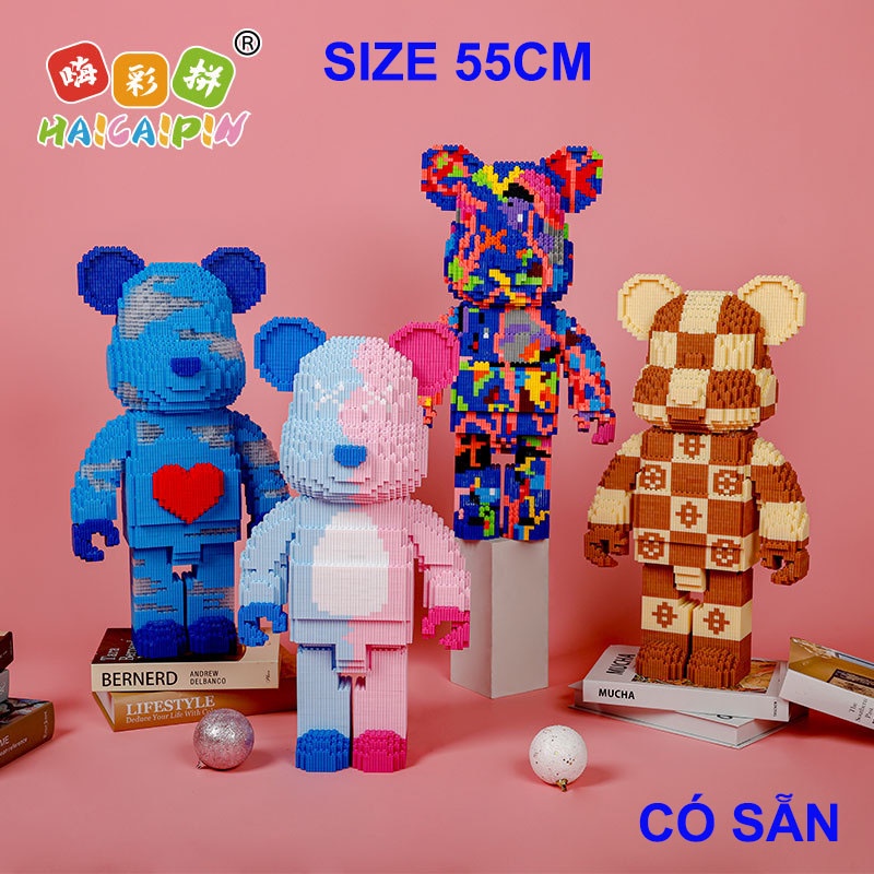 Xếp hình Gấu Bearbrick cỡ lớn 50cm - 55cm Đồ chơi lắp ráp nano 3d  bear bricK mô hình bearbicks