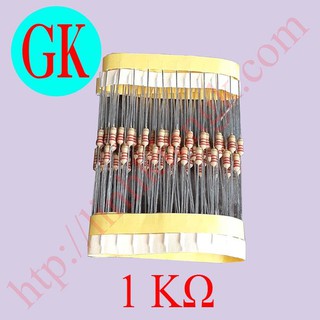 [100 cái] Điện trở 1K ôm 1/4W
