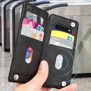 Hanman Samsung Galaxy Note 10 Plus Leather Case S10E S10 Plus Note 9 Soft TPU Coque With Button Closure Card Slot Holder