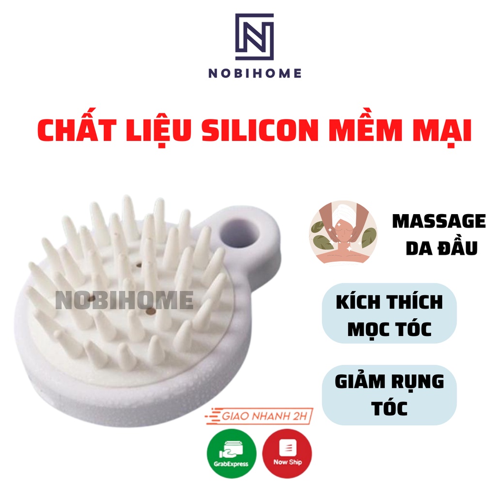 Lược Gội Đầu Silicon Massagage Đầu Nobihome, lược massage đầu silicon siêu mềm gãi đầu kích thích mọc tóc giảm rụng tóc