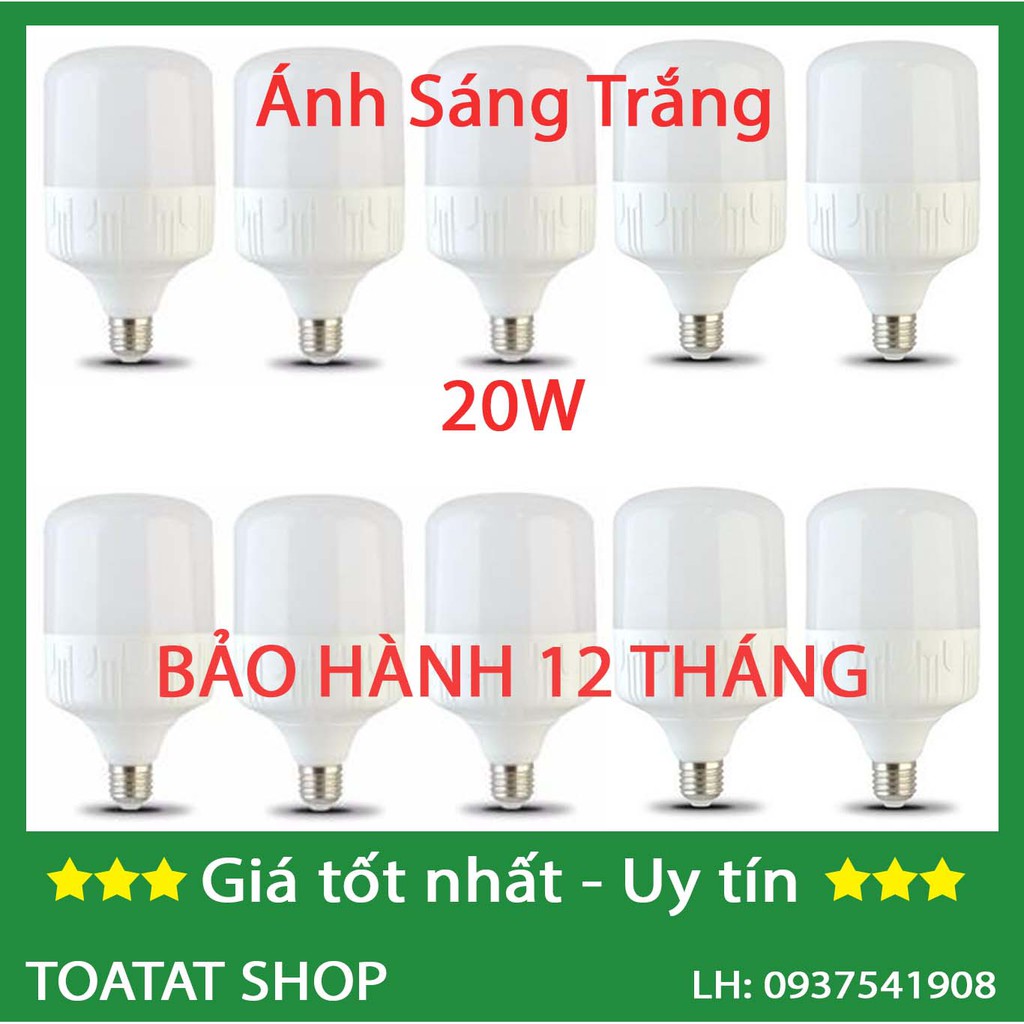 [Sĩ] Bộ 20 bóng đèn Led trụ 18/20W Siêu sáng - tiết kiệm điện (Ánh Sáng Trắng/Vàng)