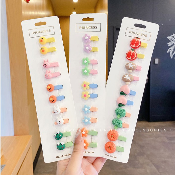 Set 10 kẹp tóc kiểu hoạt hình xinh xắn cho bé gái