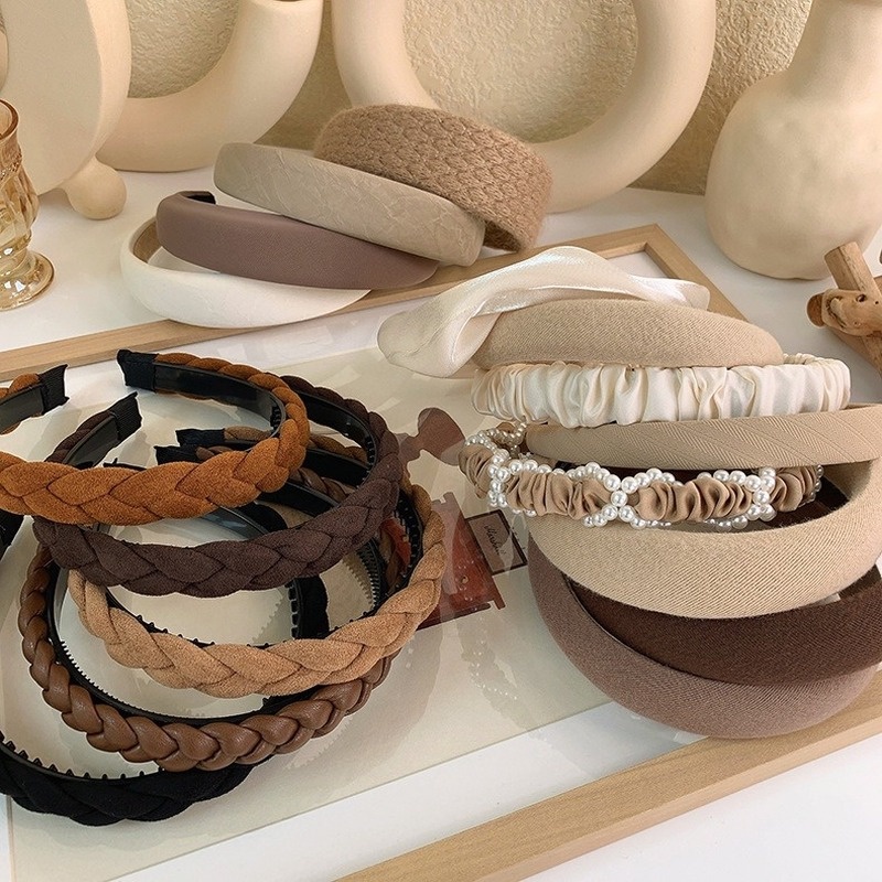 Băng Đô Màu Nâu Kiểu Dáng Đơn Giản Hợp Thời Trang Phong Cách Hàn Quốc