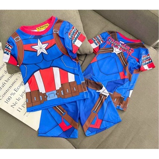 bộ cơ bắp các nhân vật hoạt hình siêu nhân,người nhện,hulk bộ thun lạnh 3d mặc nhà tay ngắn quần đùi size bé 20kg 40kg