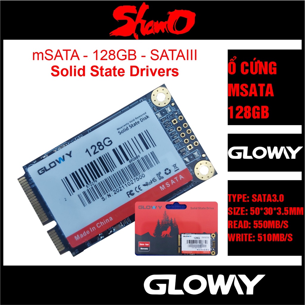 Ổ cứng SSD mSATA Gloway 128GB  – CHÍNH HÃNG – Bảo hành 3 năm