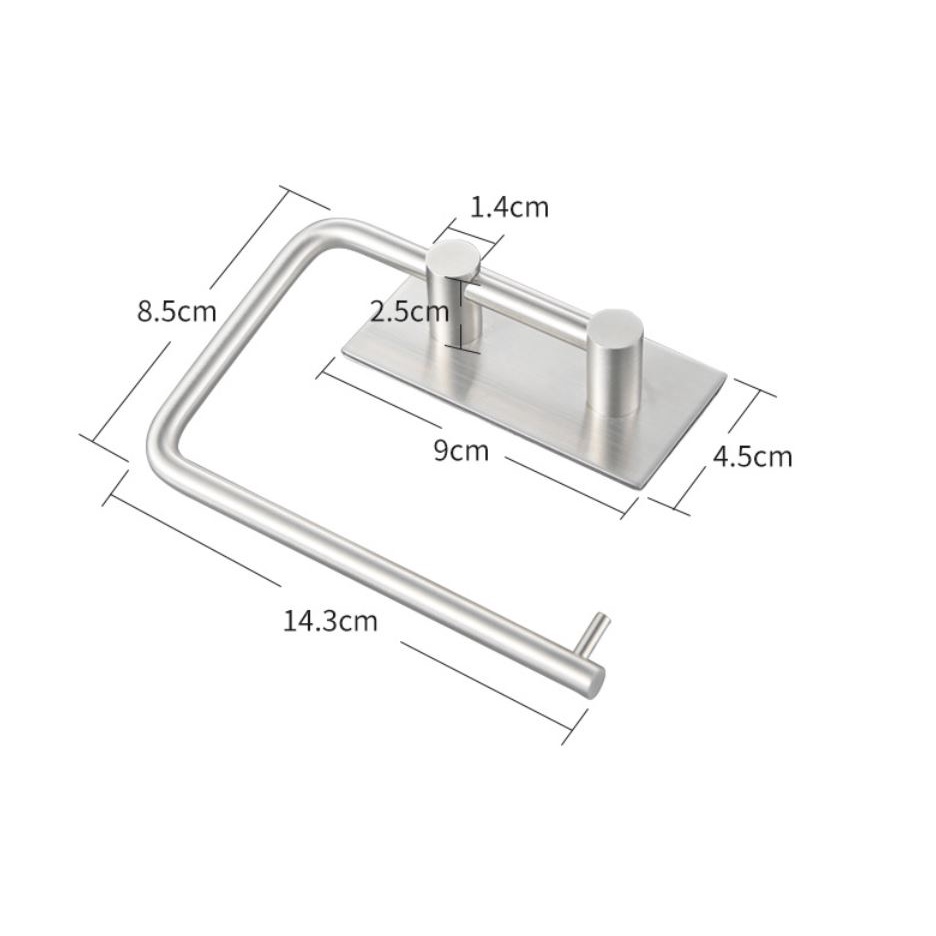 Móc treo khăn, cuộn giấy vệ sinh Inox 304 dán 3M