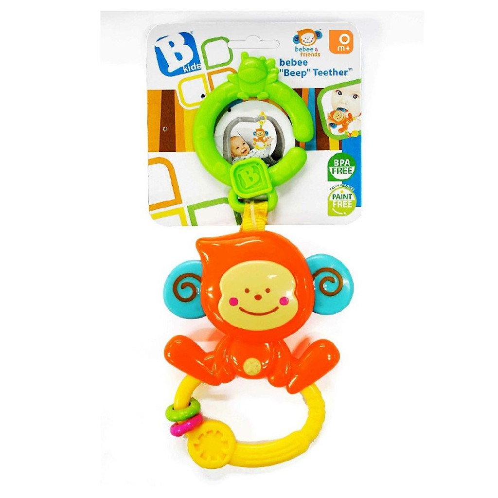 Chú khỉ xúc xắc, gặm nướu kèm treo nôi cũi, xe đẩy - BKIDS 004499