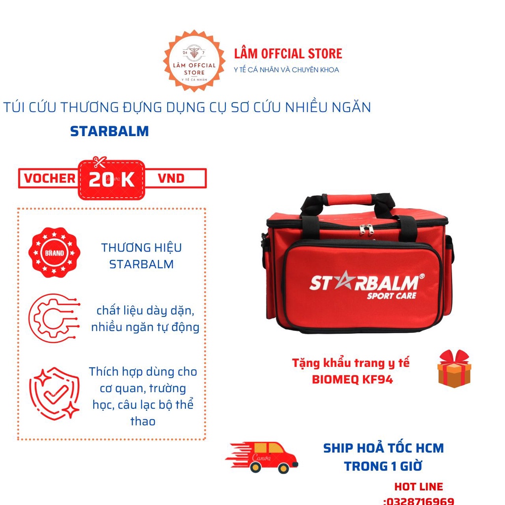 Túi cứu thương,túi y tế đa năng STARBALM đựng dụng cụ sơ cứu nhiều ngăn tiện lợi