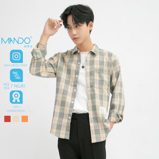 Áo Sơ Mi Nam Kẻ Caro Dài Tay Form Rộng MANDO Phong Cách Hàn Quốc Trẻ Trung Năng Động    ACB40