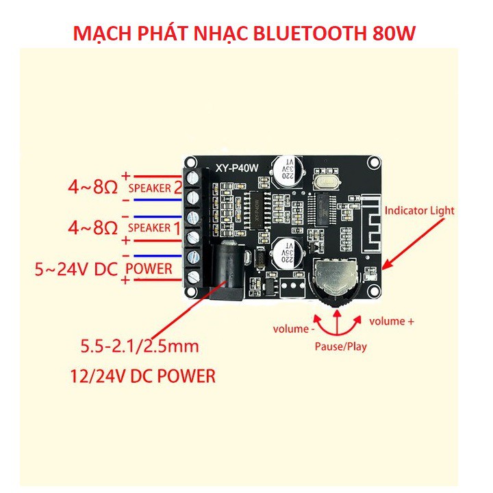 MẠCH PHÁT NHẠC BLUETOOTH VỎ MICA 80W