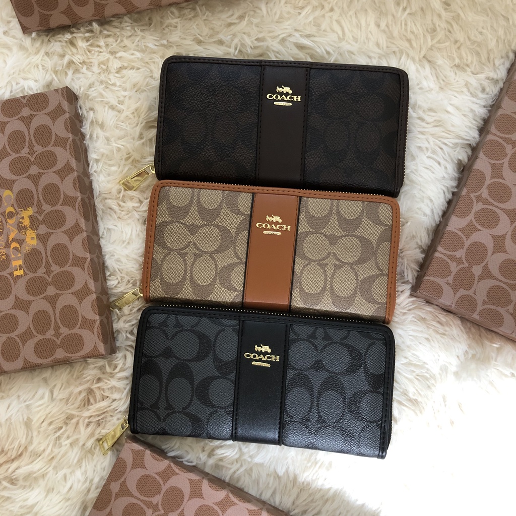 Ví kéo khóa coac 2 mầu nam nữ fullbox