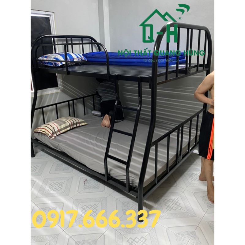 GIƯỜNG TẦNG SẮT ÓNG TRÒN 1M2X1M4 MÀU ĐEN GIÁ RẺ DÀNH CHO CẢ GIA ĐÌNH
