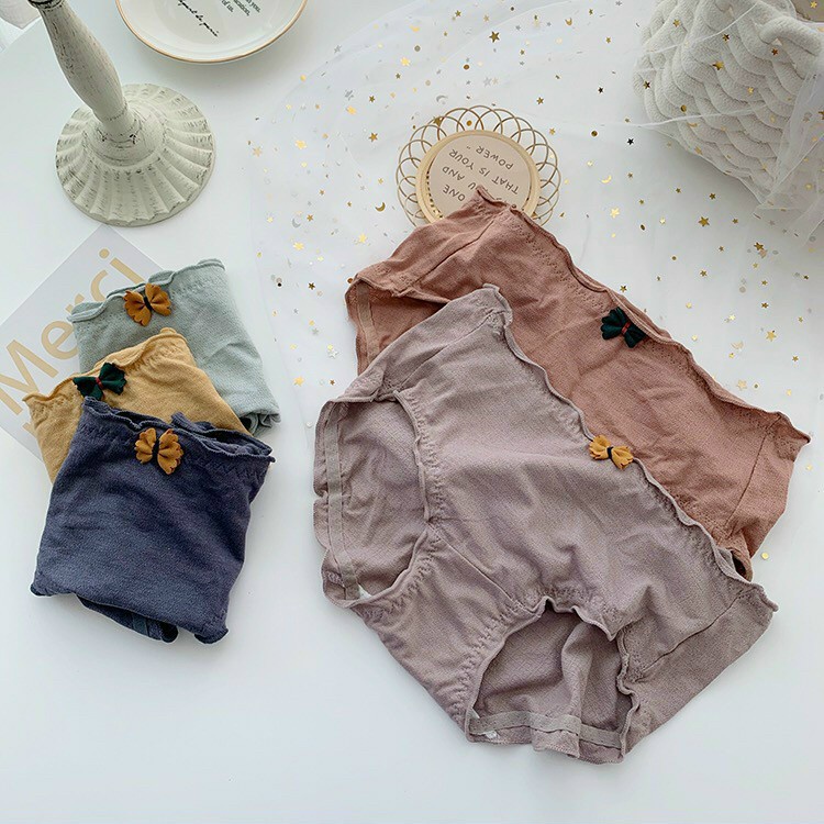 Quần lot nữ cotton xuất Nhật KIMCHIBIKINI quần chip nữ bông nơ thông hơi vải mềm loại đẹp QL174