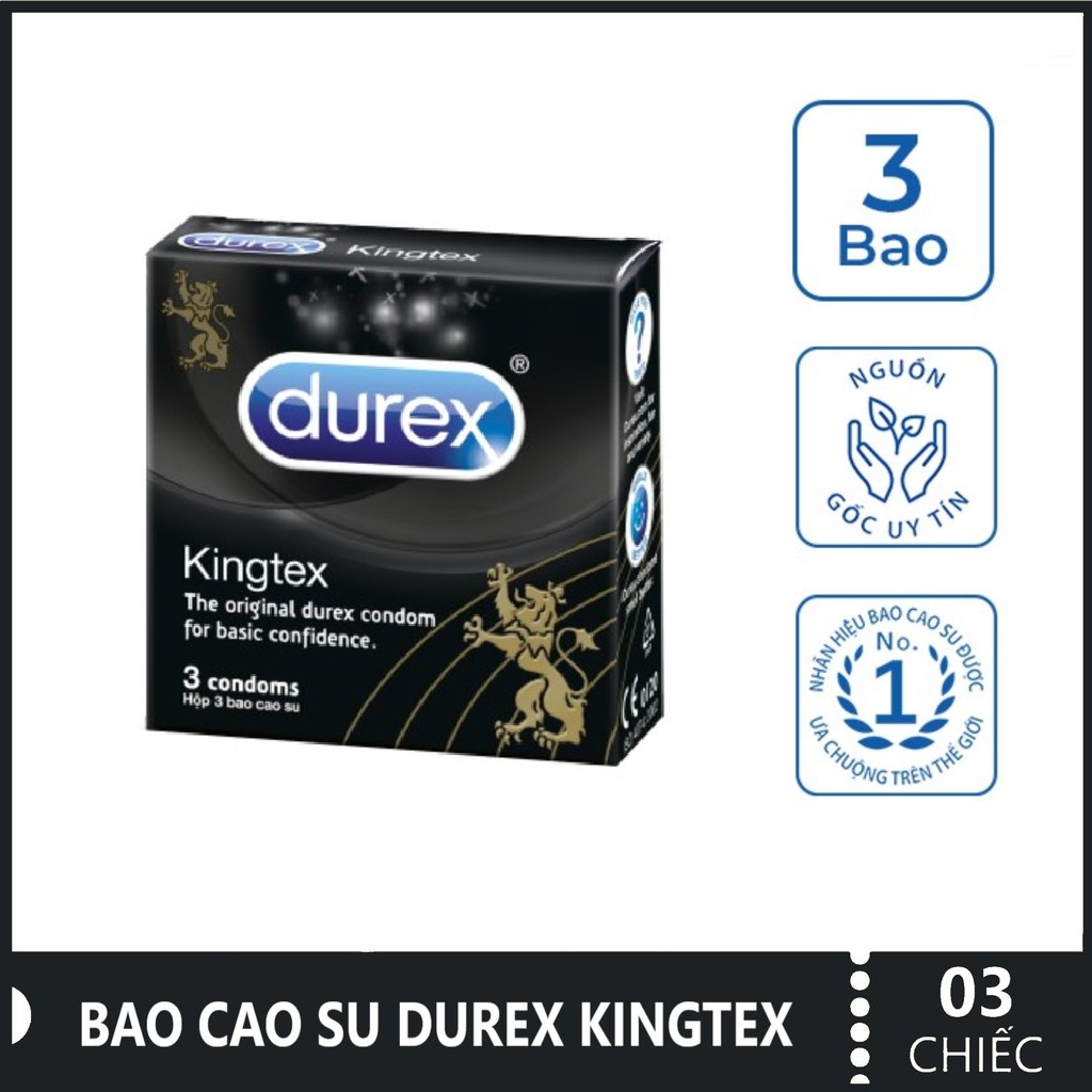 Bao cao su Durex Kingtex - Chính hãng - bcs hộp 3 bao