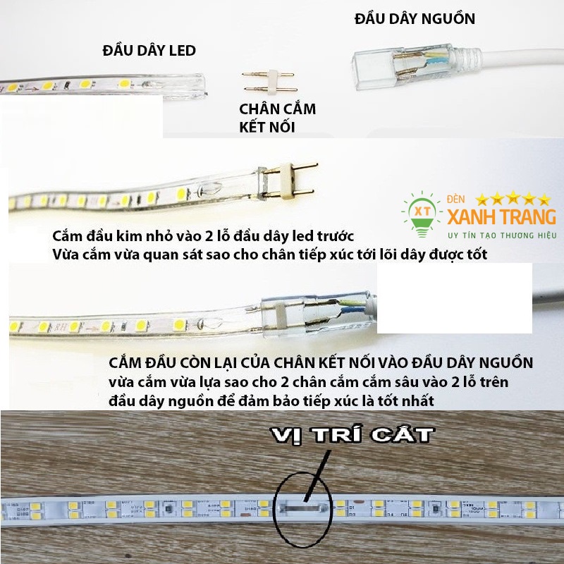Dây Đèn Led Đôi 2 Hàng 3 Hàng SMD-2835 Siêu Sáng, Dây Led Hắt Trần Thạch Cao