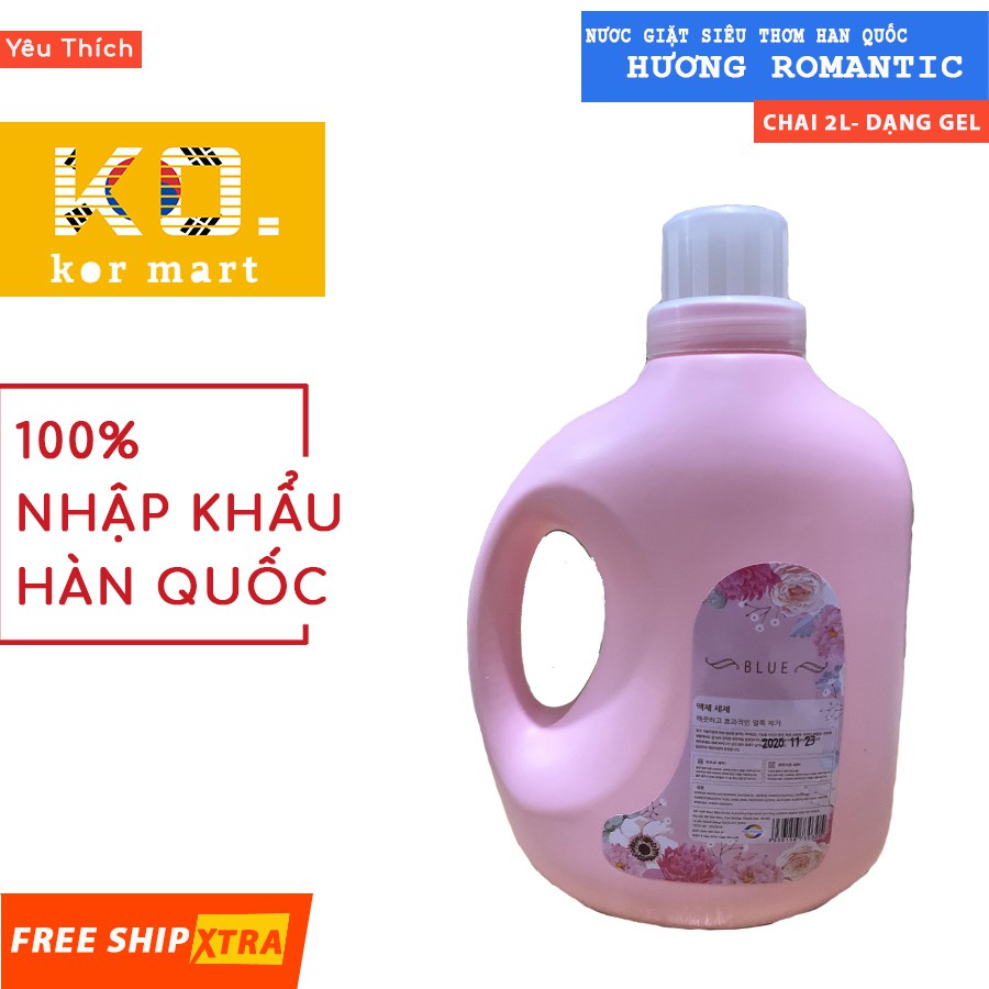 Nước giặ ♥️FREESHIP♥️ Blue  hương Romantic chai 2l - dạng gel siêu đậm đặc hương thơm dịu nhẹ