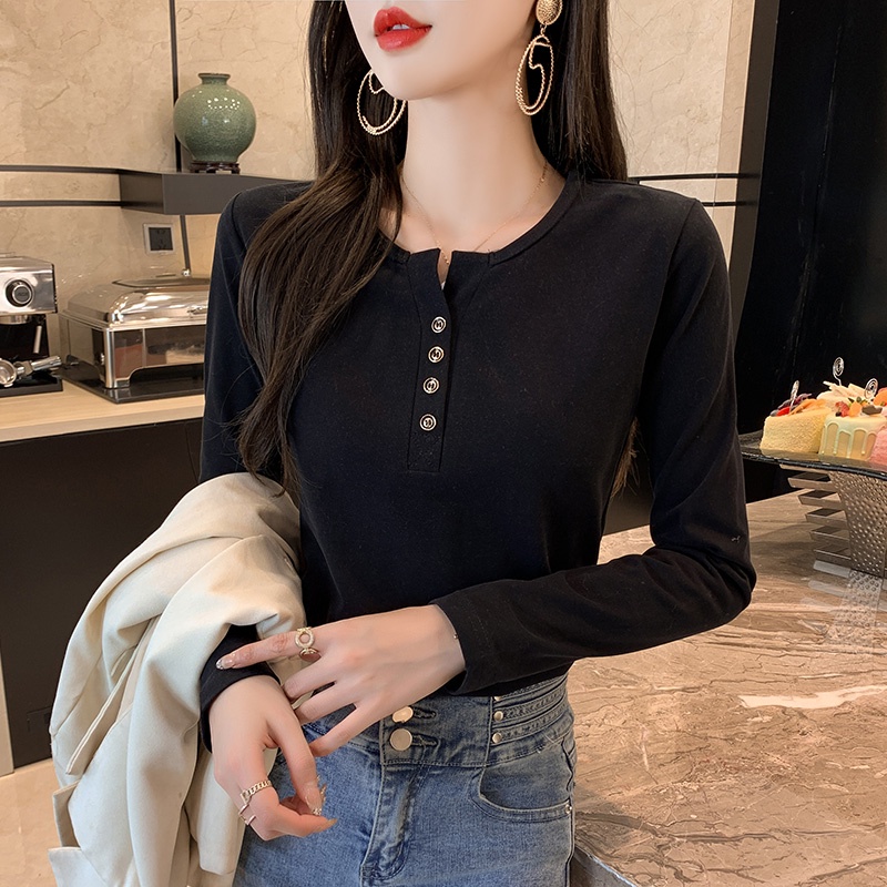 NRVP Áo Thun Nữ Tay Dài 100% Cotton Thời Trang Hàn Quốc