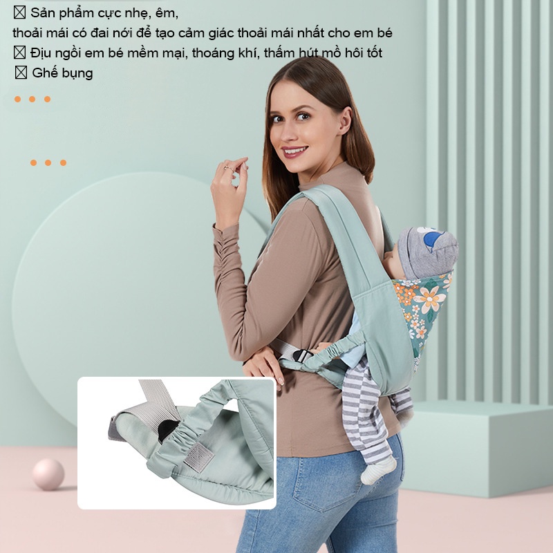 Địu em bé địu 4 tư thế địu trẻ em đi xe máy an toàn