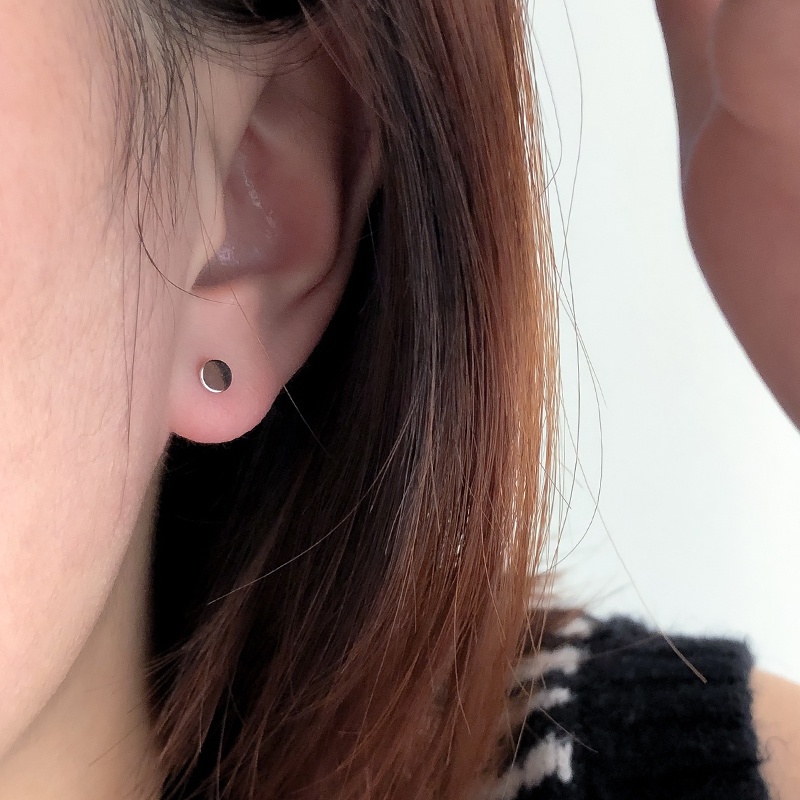 1 Cặp Bông Tai Bạc S925 Hình Tròn 5mm Mini Chống Dị Ứng Thời Trang Unisex