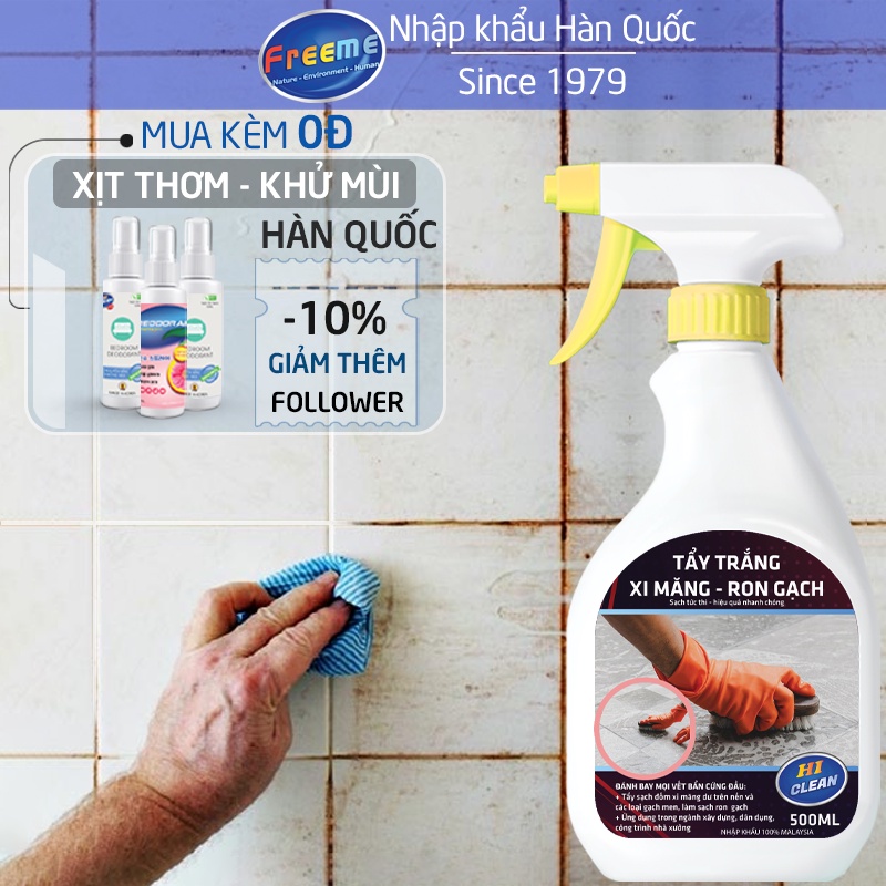 Tẩy xi măng Hàn Quốc, tẩy gạch men, ron gạch 400ml, hiệu quả nhanh chóng, an toàn cho bề mặt gạch, kính, sơn oto, gỗ
