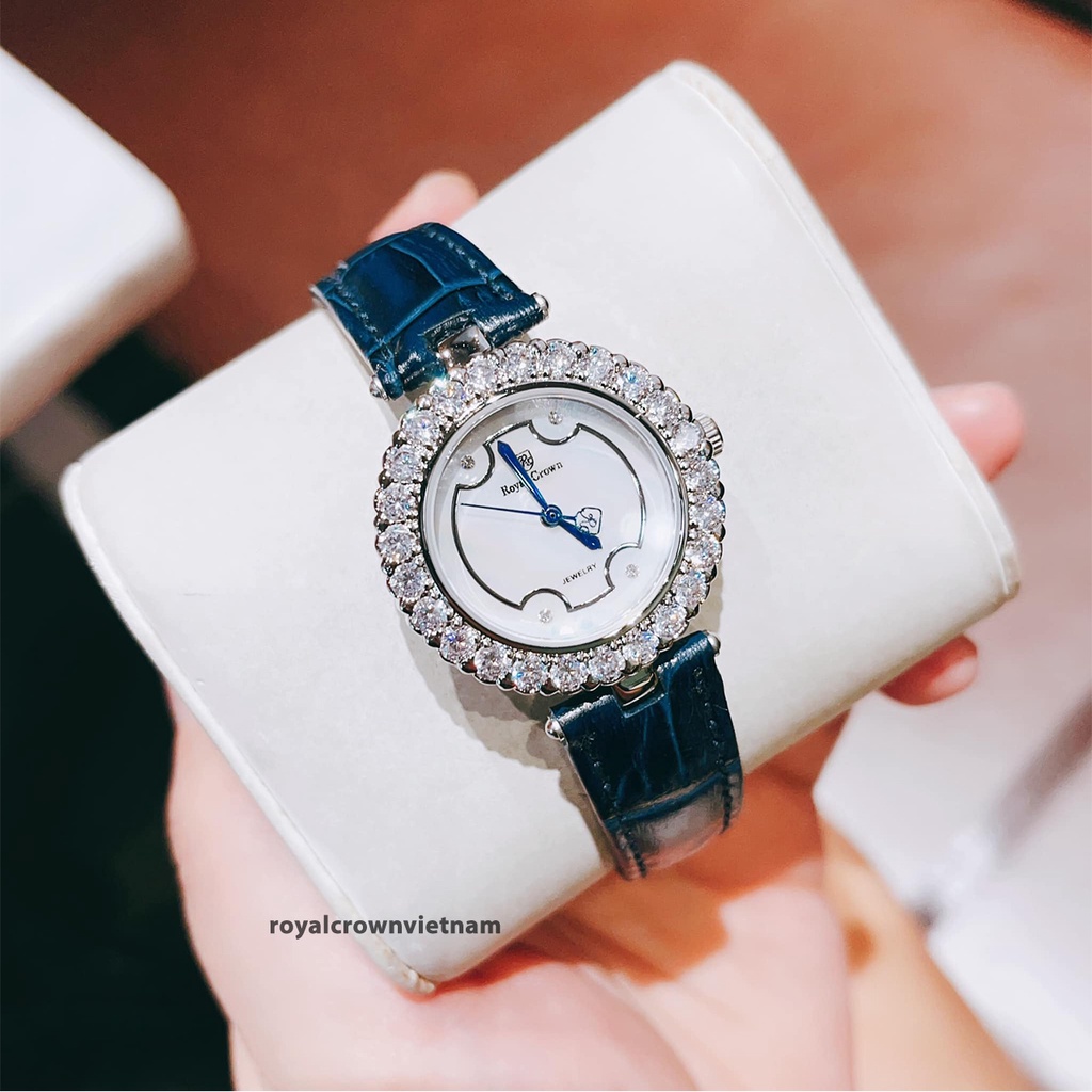 Đồng Hồ Nữ Chính Hãng Dây Da Royal Crown 6305 New Model 2022 Chống Nước Chống Xước
