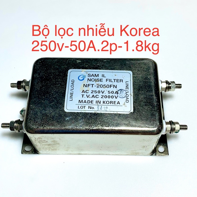 Bộ lọc nhiễu 250v-50A 1pha NOISE FILTER NFT2050FN KOREA-side D.R.C 90mm x165mm x65mm. 1.8kg