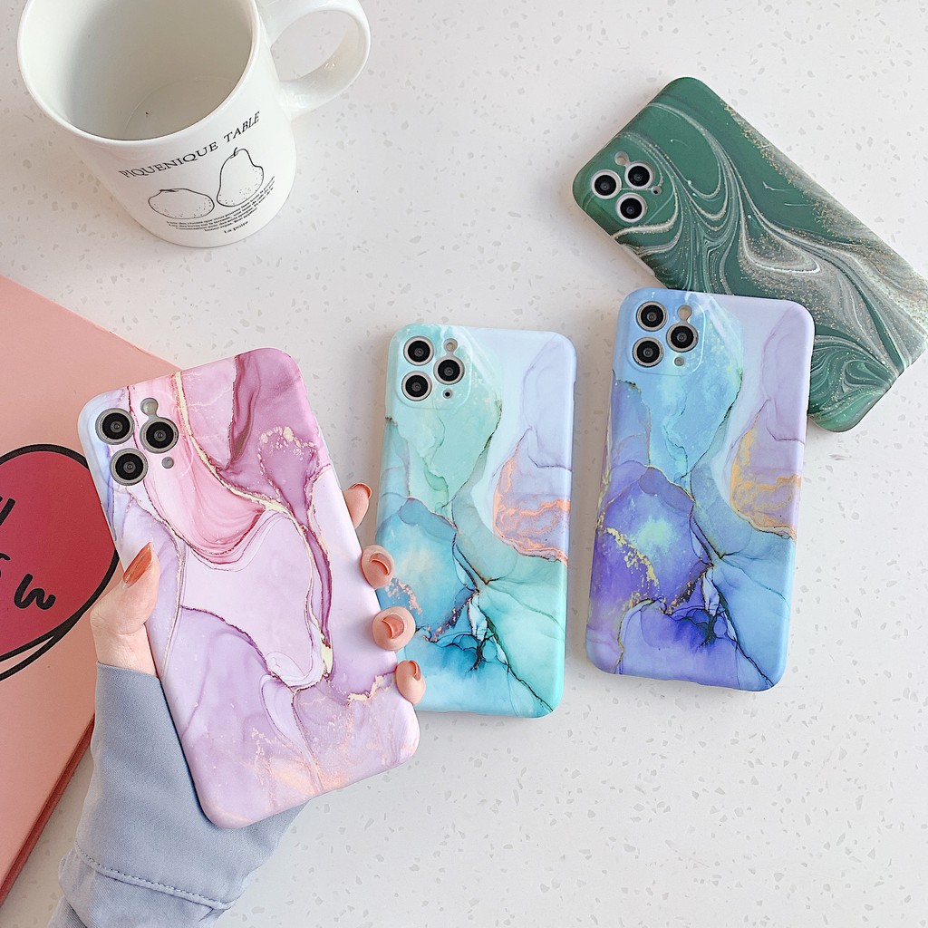 Soft Marble Texture Phone Case compatible for Iphone 11 12 Xs Max 8 Plus Pro 12 Pro Max