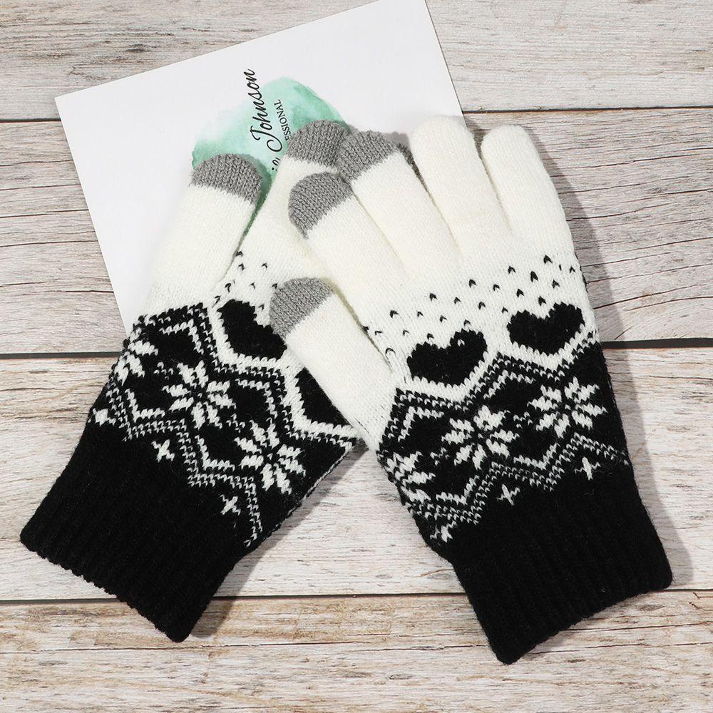 Găng Tay Dệt Kim Dày Dặn Thoải Mái Có Thể Dùng Màn Hình Cảm Ứng