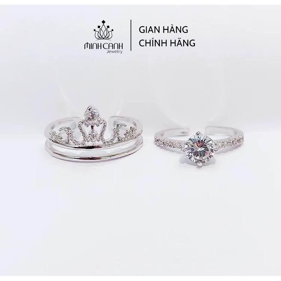 Nhẫn Bạc Nữ Vương Miện Ghép Đôi 2 Trong 1 - Minh Canh Jewelry