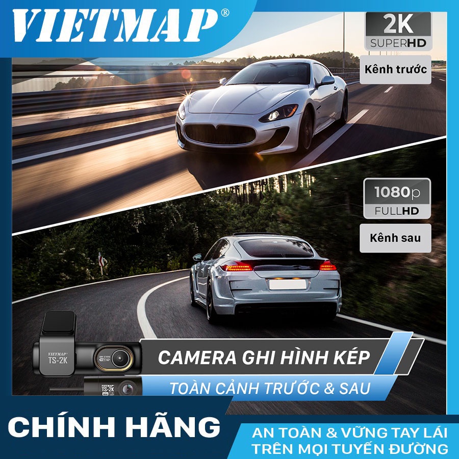 Camera hành trình VIETMAP TS-2K cảnh báo giao thông bằng giọng nói + KM thẻ 32/64/128 GB
